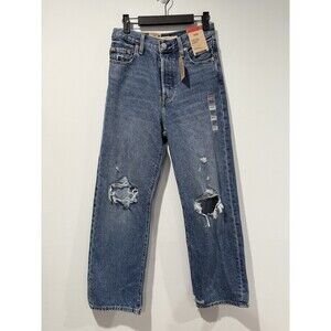 NEW Levis Jeans Women 27" Ribcage Straight Ankle Button Fly High Rise Distressed